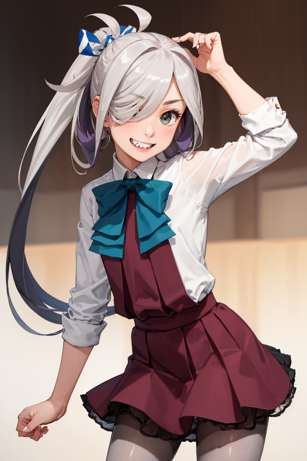 00069-2953871110-(masterpiece, best quality_1.2), , cowboy shot, solo, 1girl, asashimo, sharp teeth, grin, looking at viewer, hair over one eye,.jpg